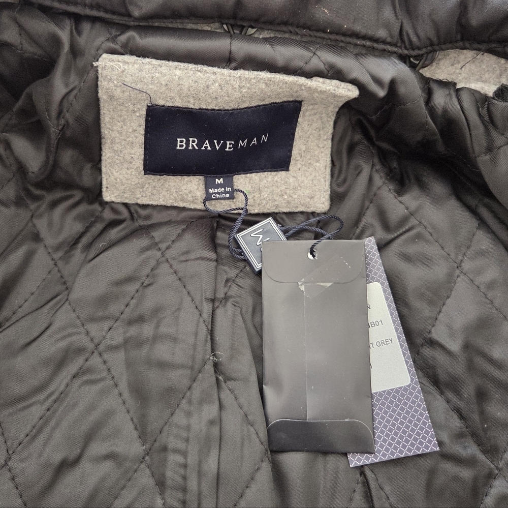 Braveman Men's Classic Fit Wool Blend Bibbed Topcoat In Heather Gray Size Medium - Picture 7 of 9